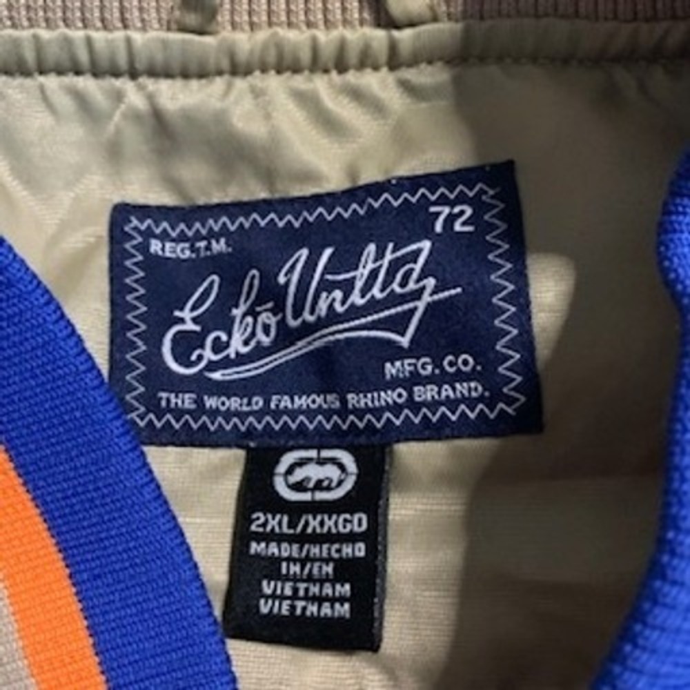 Ecko Unltd Track Jacket Mens 2XL Tan Blue Orange Y2K Streetwear 72 Vintage - Picture 2 of 16